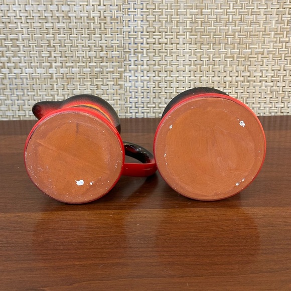 🌟HP🌟VTG 1970s Lava Red Drip Glaze Creamer & Lidded Sugar Bowl Red Clay Pottery - Picture 3 of 13